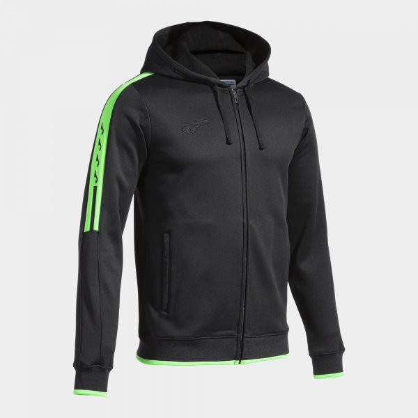 CHAQUETA CON CAPUCHA OLIMPIADA NEGRO VERDE FLUOR L