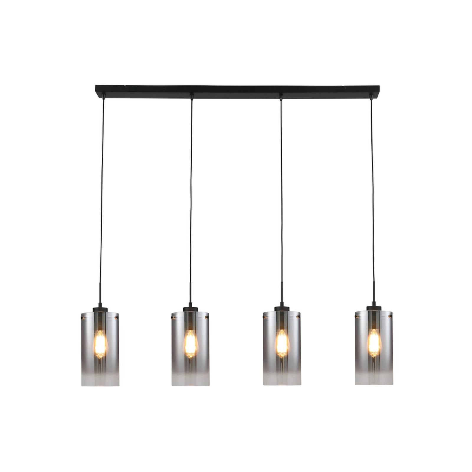 Závesná lampa Ventotto, čierna/dymová, dĺžka 125 cm, 4 svetlá.