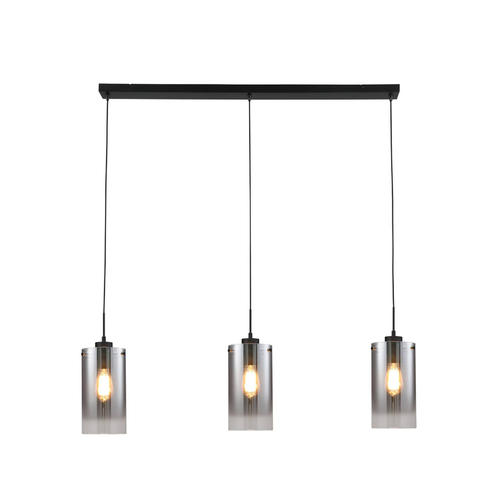 Závesná lampa Ventotto, čierna/dymová, dĺžka 105 cm, 3 svetlá.