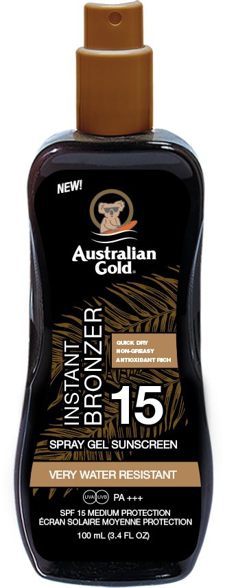 Australian Gold SPF 15 Spray Gel + Bronzer 100 ml