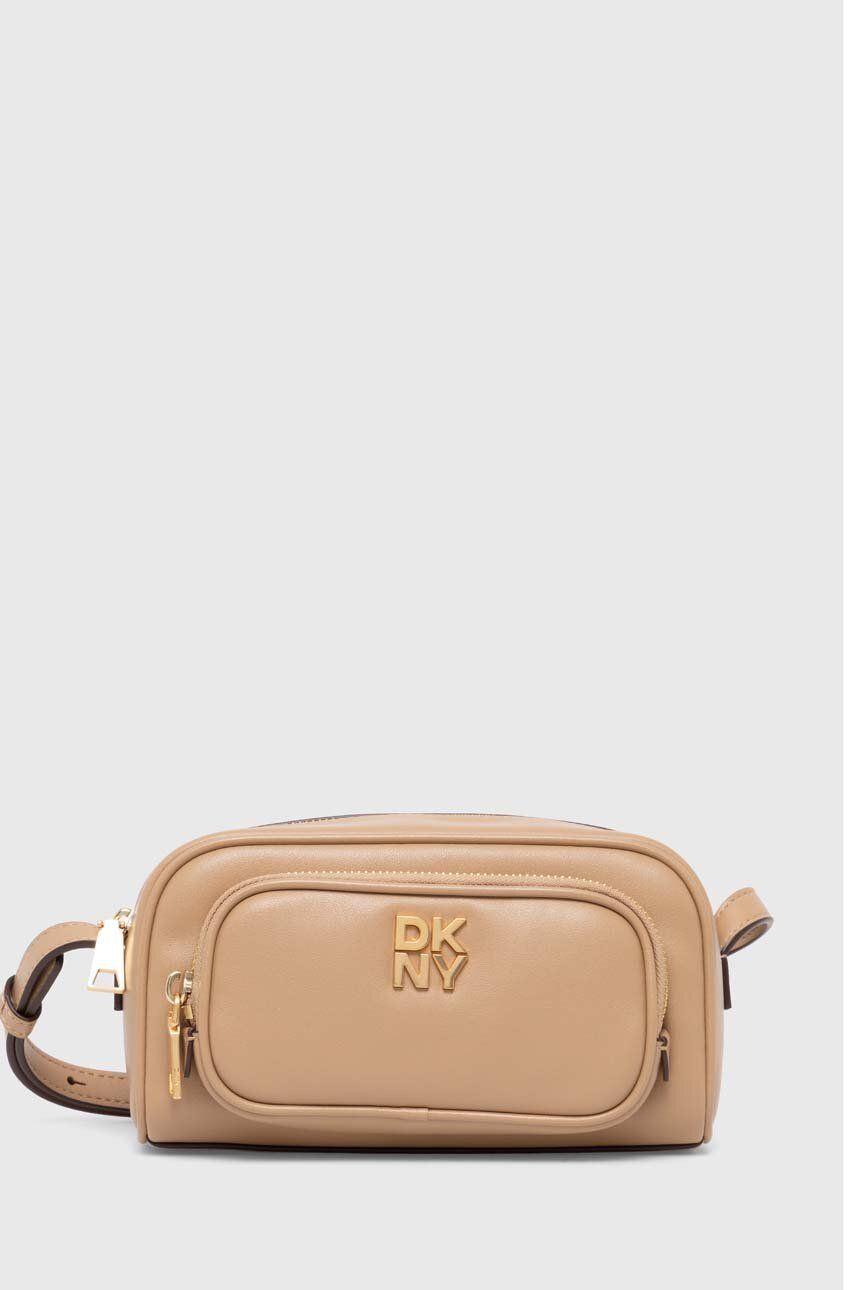 Kožená kabelka Dkny béžová farba, R42EKE53