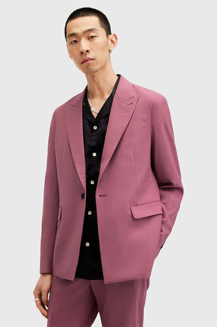 Vlnené sako AllSaints AURA ružová farba, M001QA