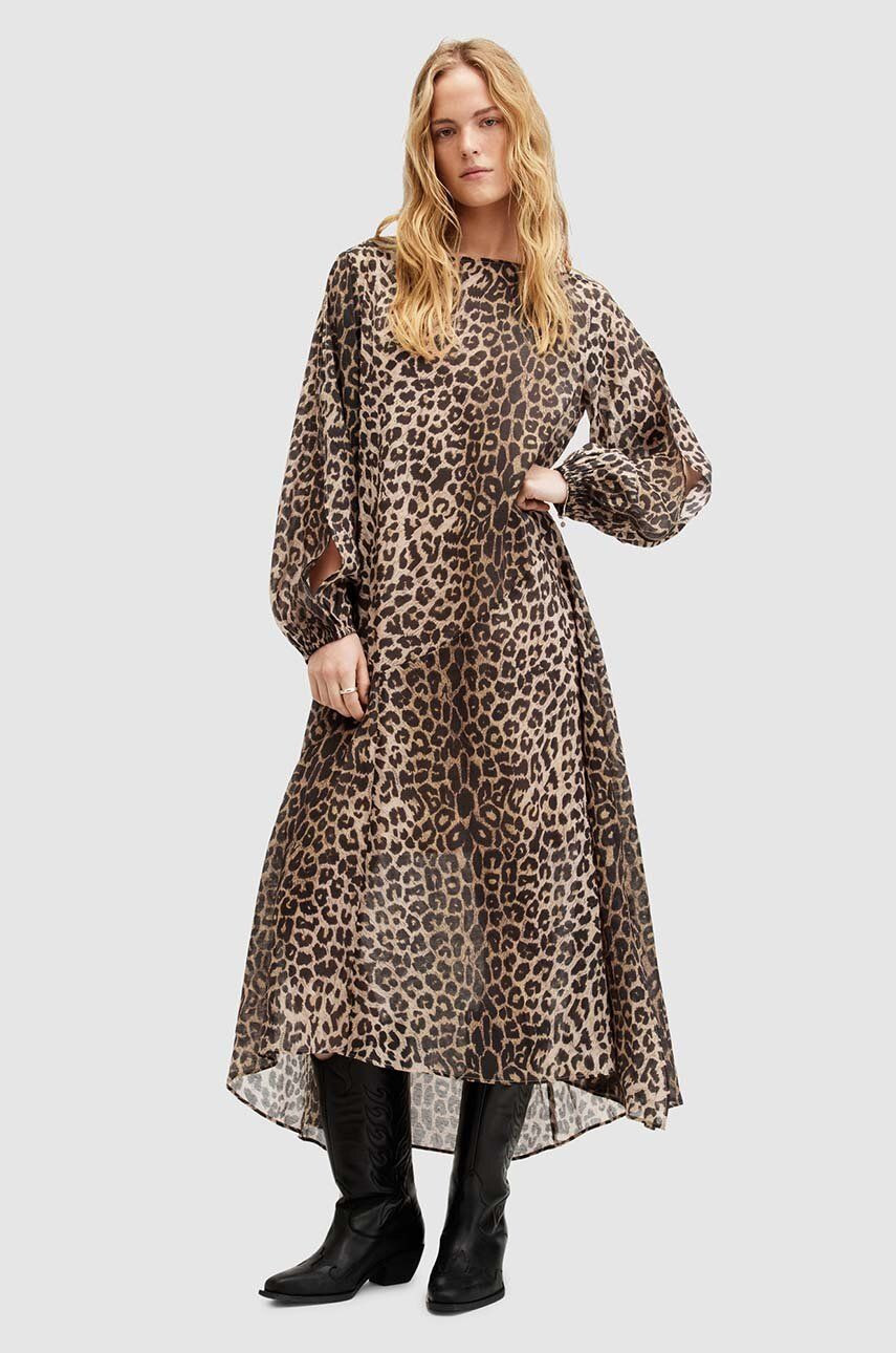 Šaty AllSaints JANE LEPPO maxi, áčkový strih, W177DA