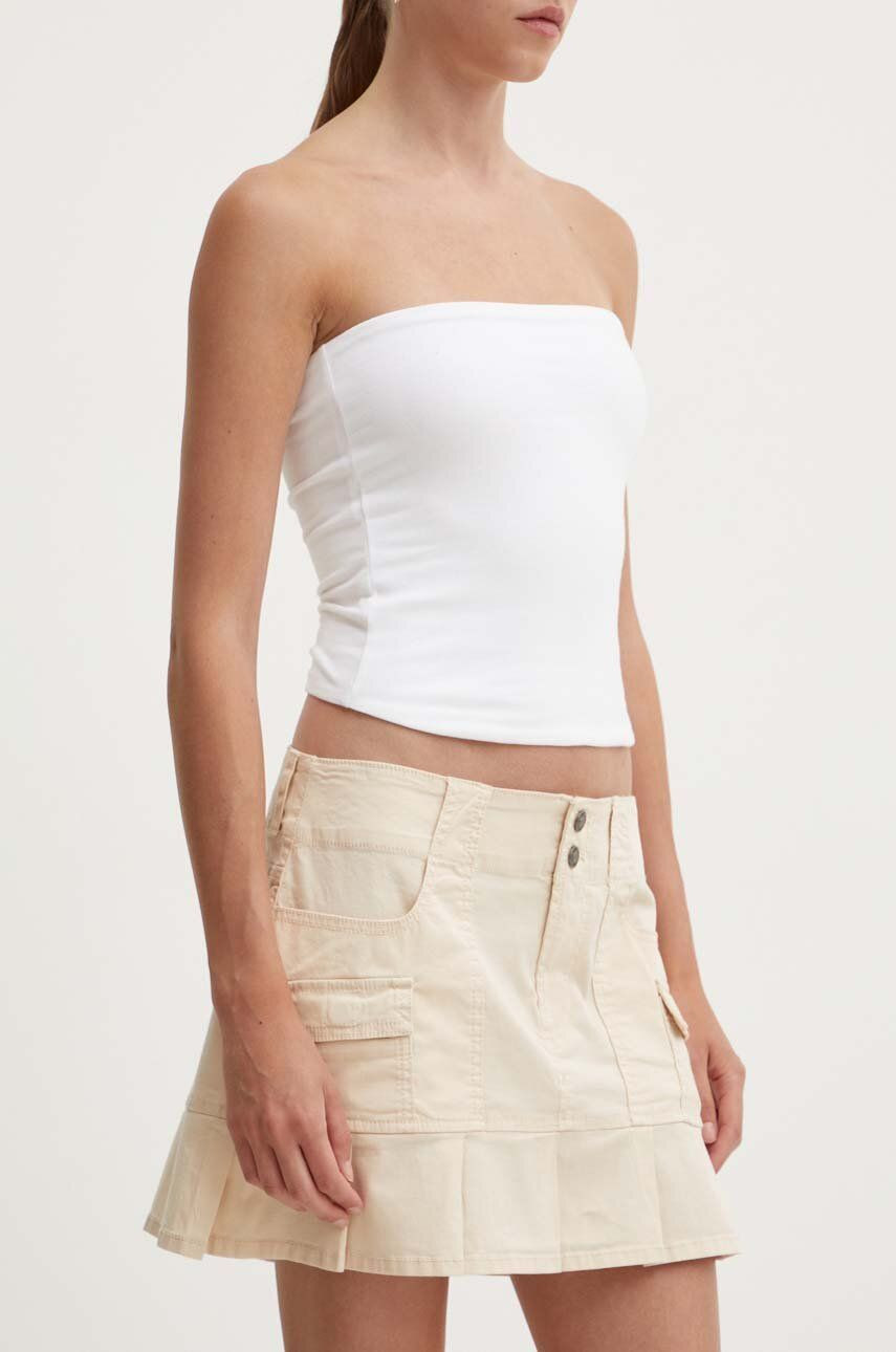 Sukňa Hollister Co. béžová farba, mini, rovný strih, KI343-4091