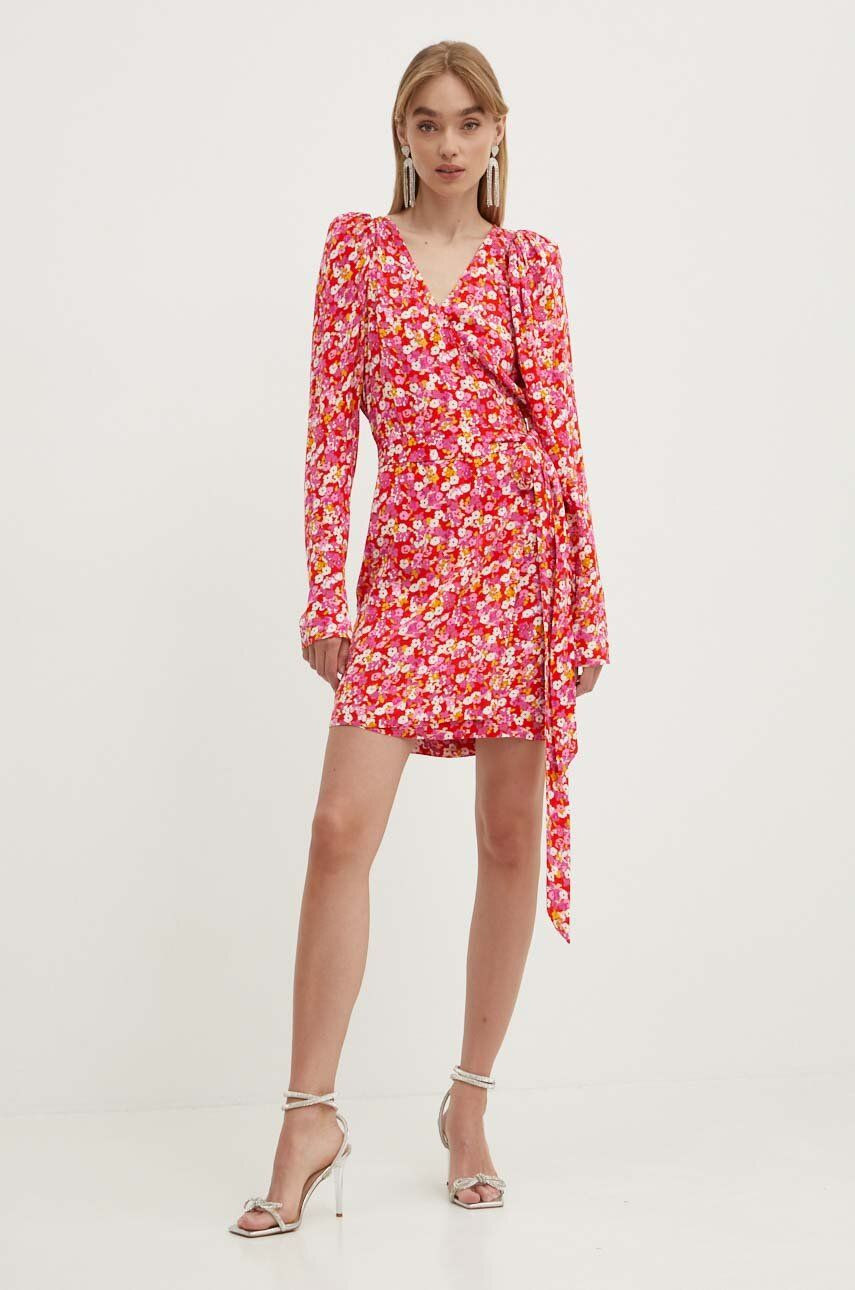 Šaty Rotate JACQUARD MINI WRAP DRESS mini, áčkový strih, 1129032989