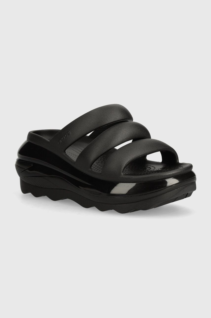 Šľapky Crocs Mega Crush Triple Strap dámske, čierna farba, na platforme, 209842