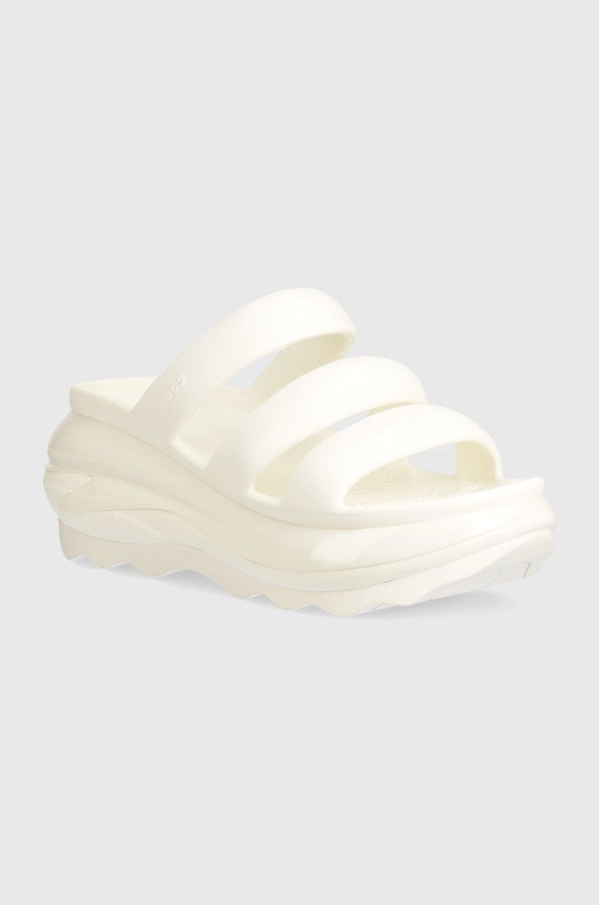 Šľapky Crocs Mega Crush Triple Strap dámske, biela farba, na kline, 209842