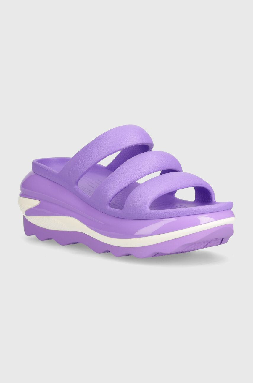 Šľapky Crocs Mega Crush Triple Strap dámske, fialová farba, na platforme, 209842