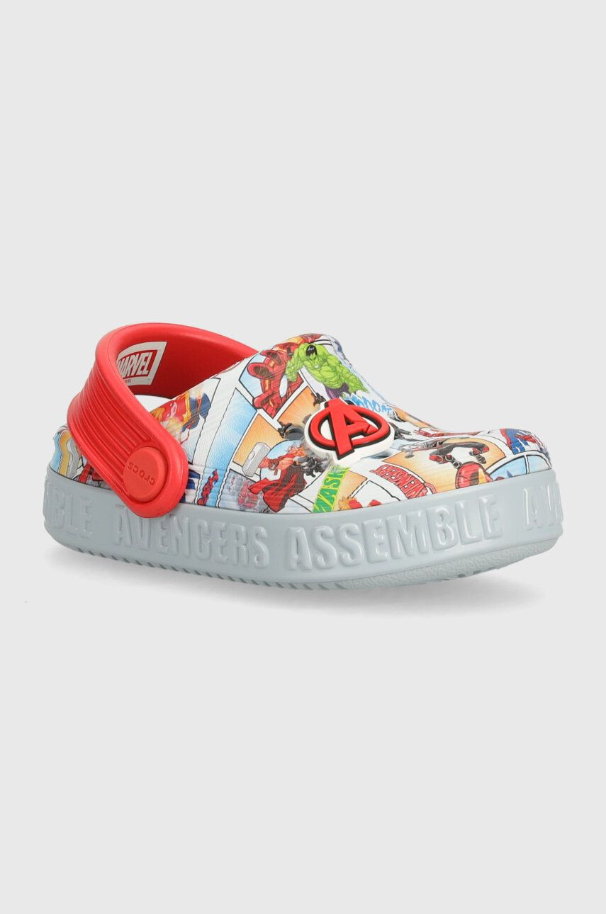 Detské šľapky Crocs Avengers Off Court Clg šedá farba