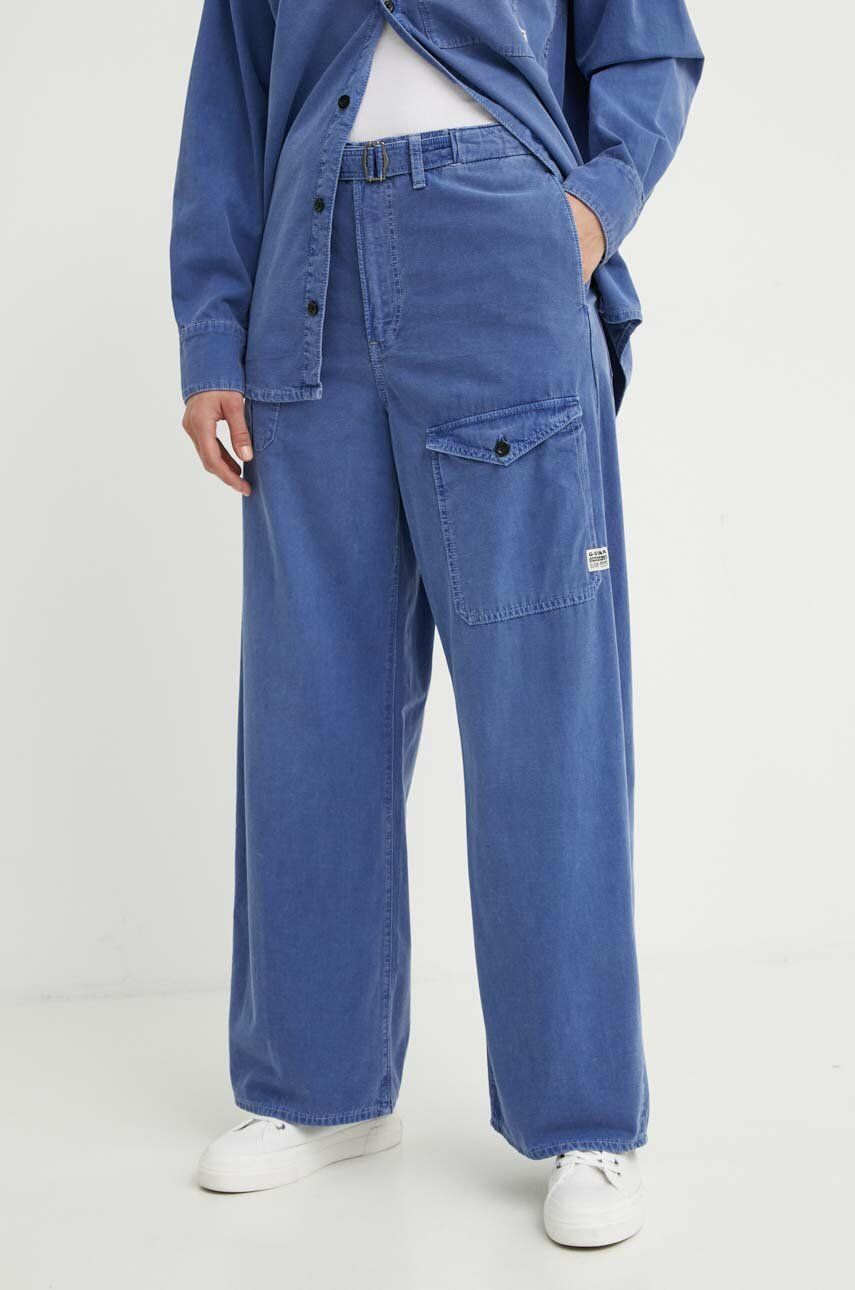 Bavlnené nohavice G-Star Raw široké, vysoký pás, D24361-D295