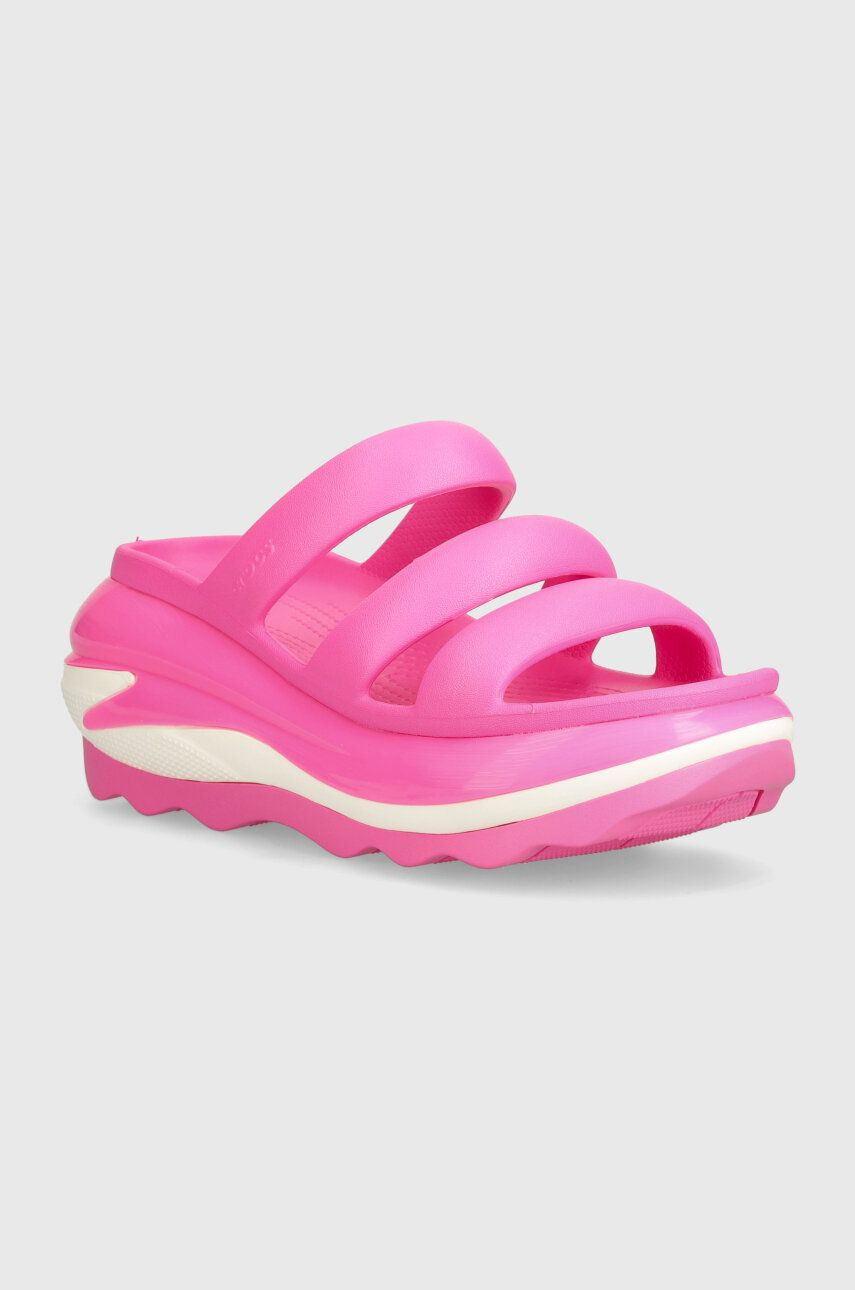 Šľapky Crocs Mega Crush Triple Strap dámske, ružová farba, na platforme, 209842