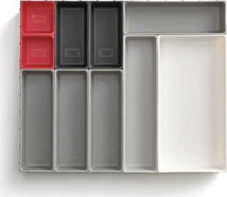 JOSEPH JOSEPH Duo Blox 10 851676 Variabilný organizér do zásuvky sivý/červený