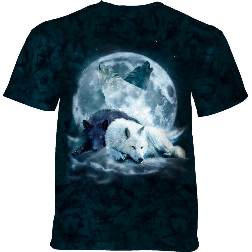 Pánske batikované tričko The Mountain - Yin Yang Wolf Mates - modrá Veľkosť: S