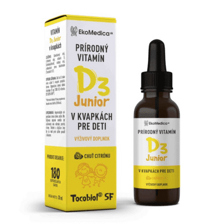 EkoMedica SK Prírodný Vitamín D3 Junior kvapky s príchuťou citrónu 1x30 ml