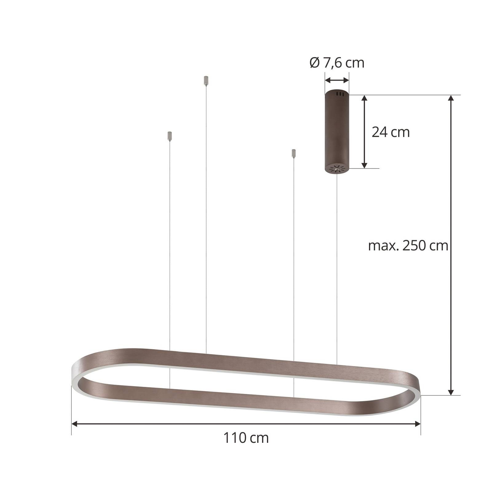 Lucande Smart LED závesné svietidlo Melinay, káva, CCT, Tuya