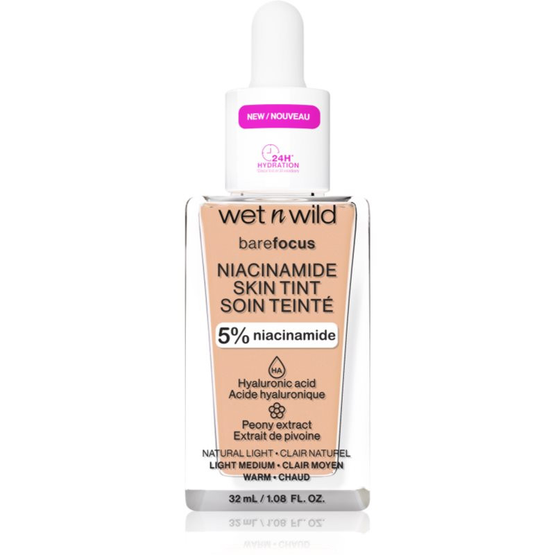 Wet n Wild Bare Focus Niacinamide Skin Tint ľahký hydratačný make-up odtieň Light 32 ml