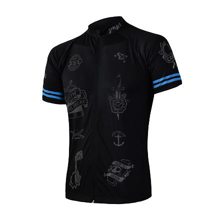 SENSOR CYKLO TATTOO pánsky dres kr.rukáv celozip čierna Veľkosť: M