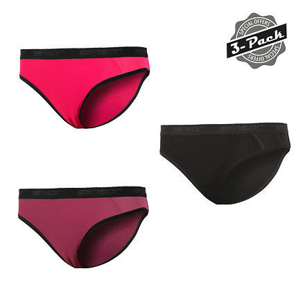 SENSOR DOUBLE FACE 3-PACK dámske nohavičky čierna / lilla / magenta Veľkosť: S