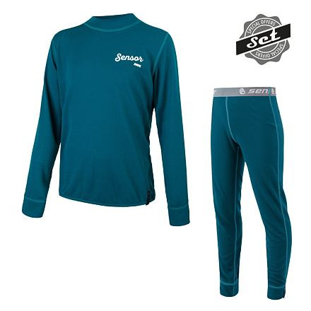 SENSOR DOUBLE FACE SET LOGO juniorský tričko dl.rukáv + spodky zafír Veľkosť: 140