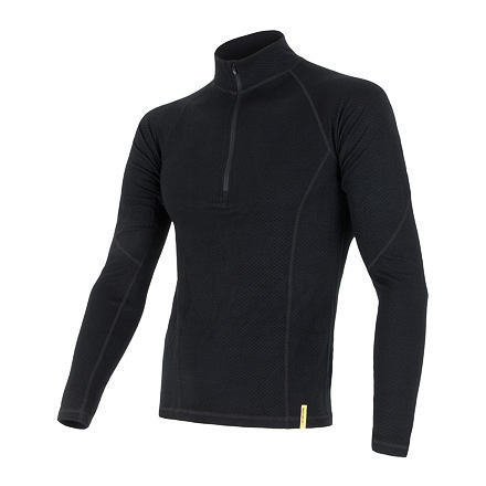 SENSOR MERINO DF pánske tričko dl. rukáv zips čierna Veľkosť: M