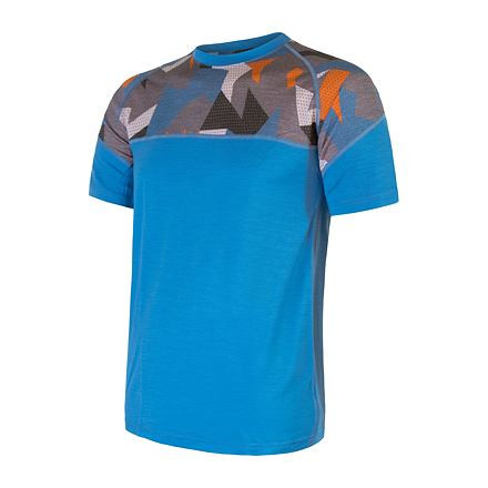 SENSOR MERINO IMPRESS pánske tričko kr.rukáv modrá / camo Veľkosť: M