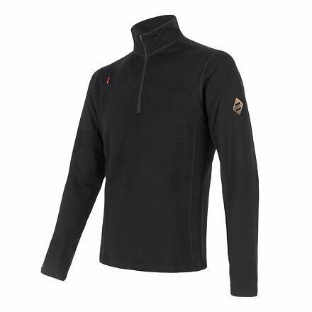 SENSOR MERINO UPPER pánska mikina krátky zips čierna Veľkosť: S