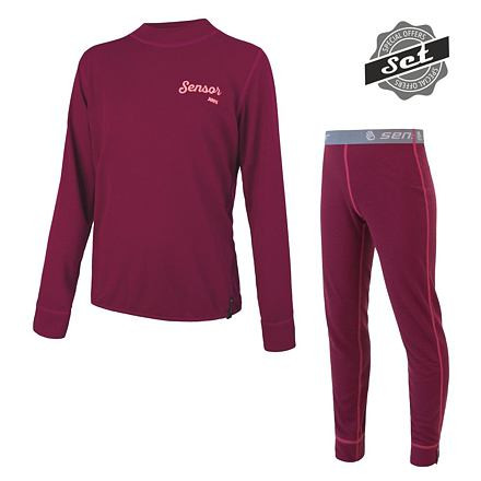 SENSOR DOUBLE FACE SET LOGO juniorský tričko dl.rukáv + spodky lilla Veľkosť: 150