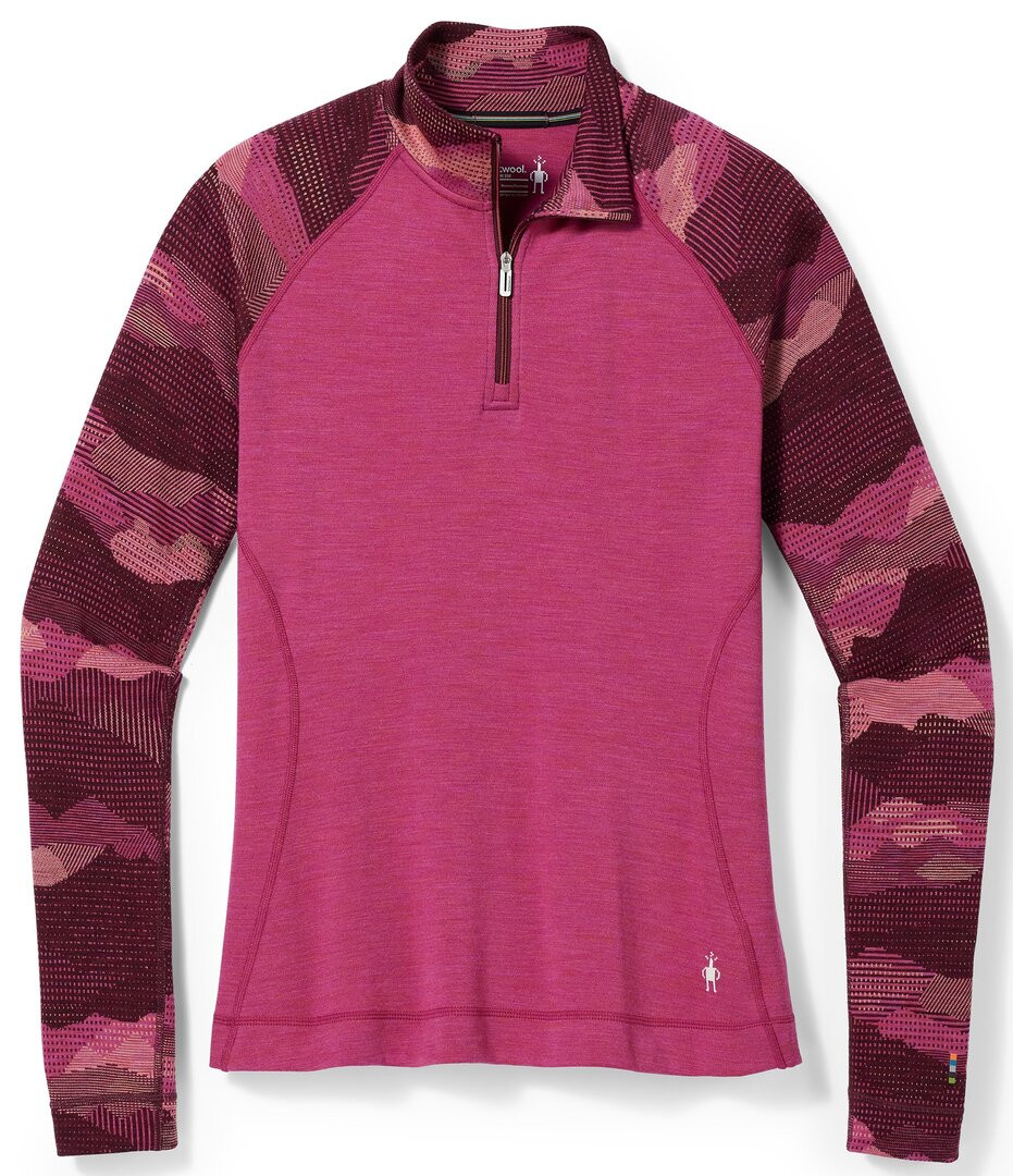 Smartwool W CLASSIC THERMAL MERINO BL PTTRN 1/4 ZB festive fuchsia mountain scape Veľkosť: L