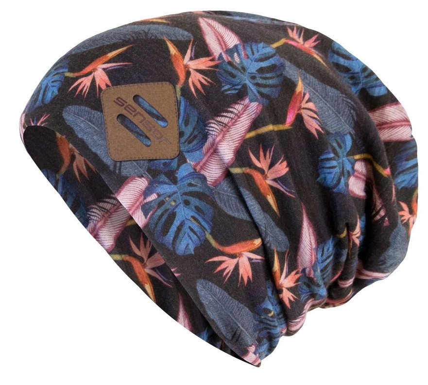 SENSOR čiapka MERINO IMPRESS LOGO čierna/floral Veľkosť: M
