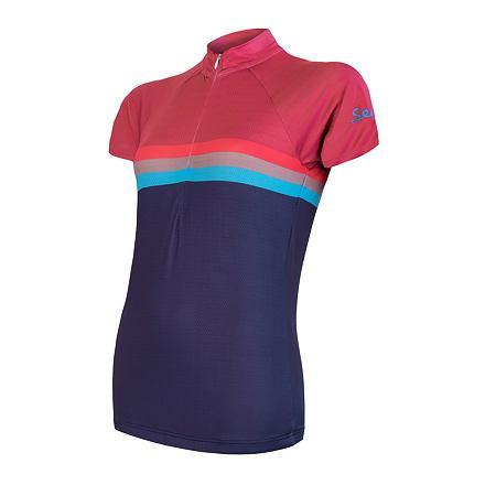 SENSOR CYKLO SUMMER STRIPE dámsky dres kr.rukáv modrá / lilla Veľkosť: L