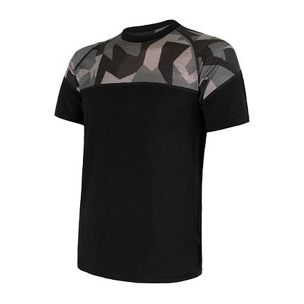 SENSOR MERINO IMPRESS pánske tričko kr.rukáv čierna / camo Veľkosť: M