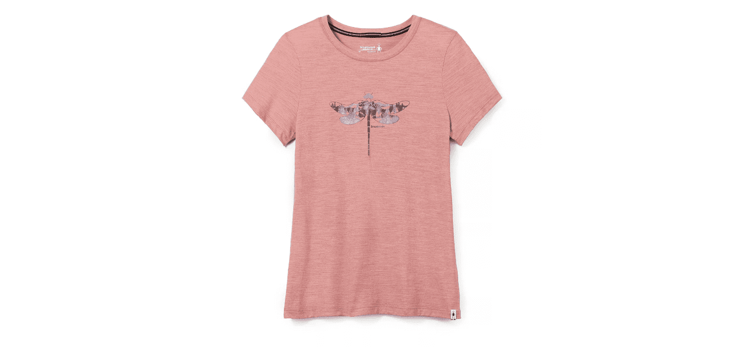 Smartwool W MERINO SPORT 150 DRAGONFLY SUMMIT SS GRAPHIC TEE light mahogany heather Veľkosť: XS