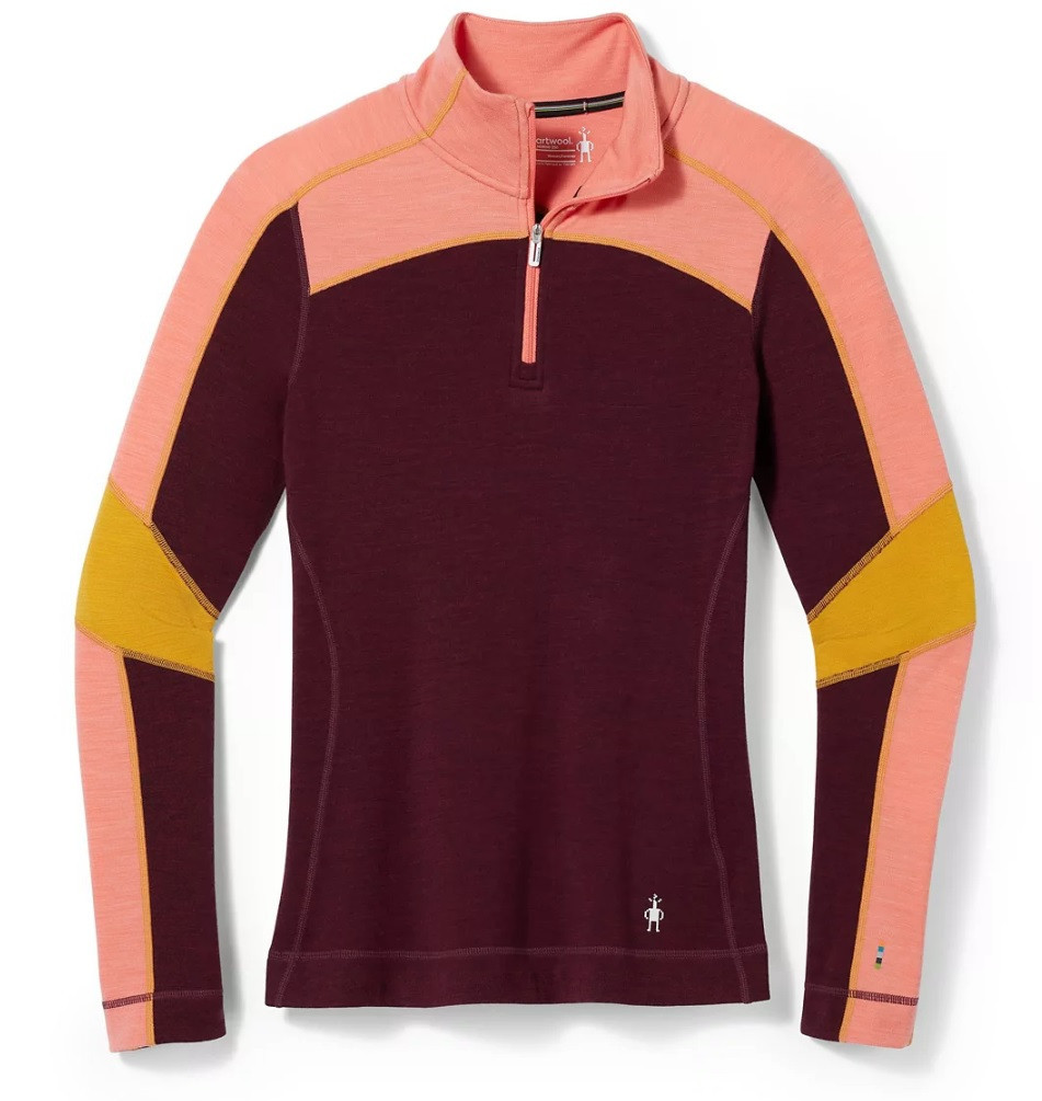 Smartwool W CLASSIC THERMAL MERINO BASE LAYER COLORLOCK 1/4 ZB black cherry heather Veľkosť: L