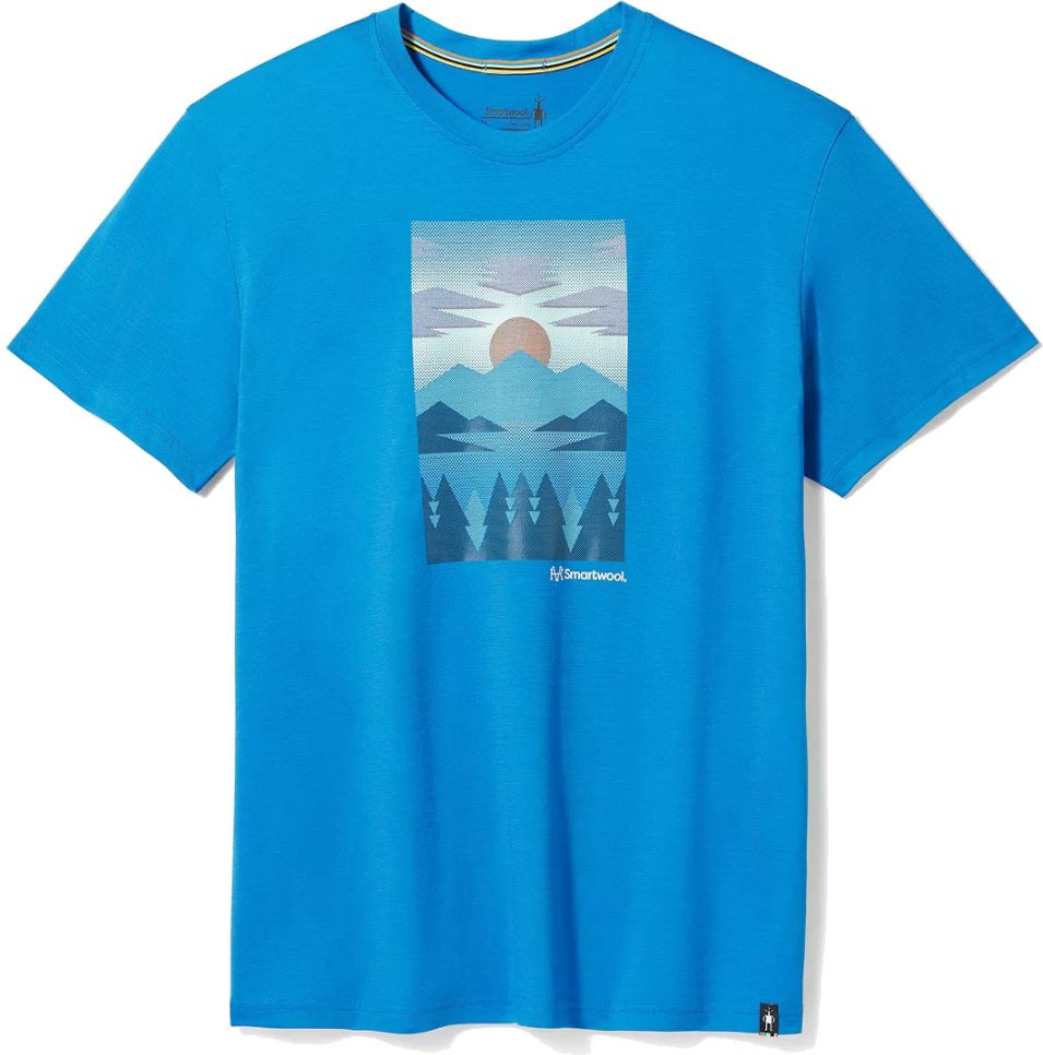 Smartwool CHASING MOUNTAINS GRAPHICS TEE lagúna blue Veľkosť: S