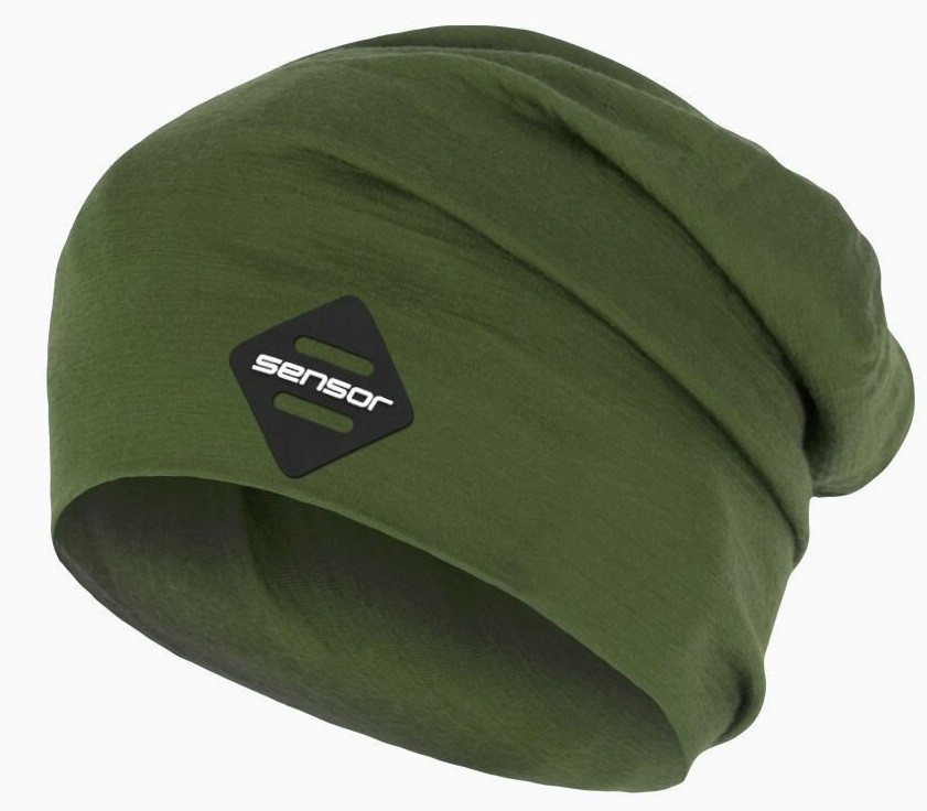 SENSOR čiapka MERINO ACTIVE LOGO safari green Veľkosť: M