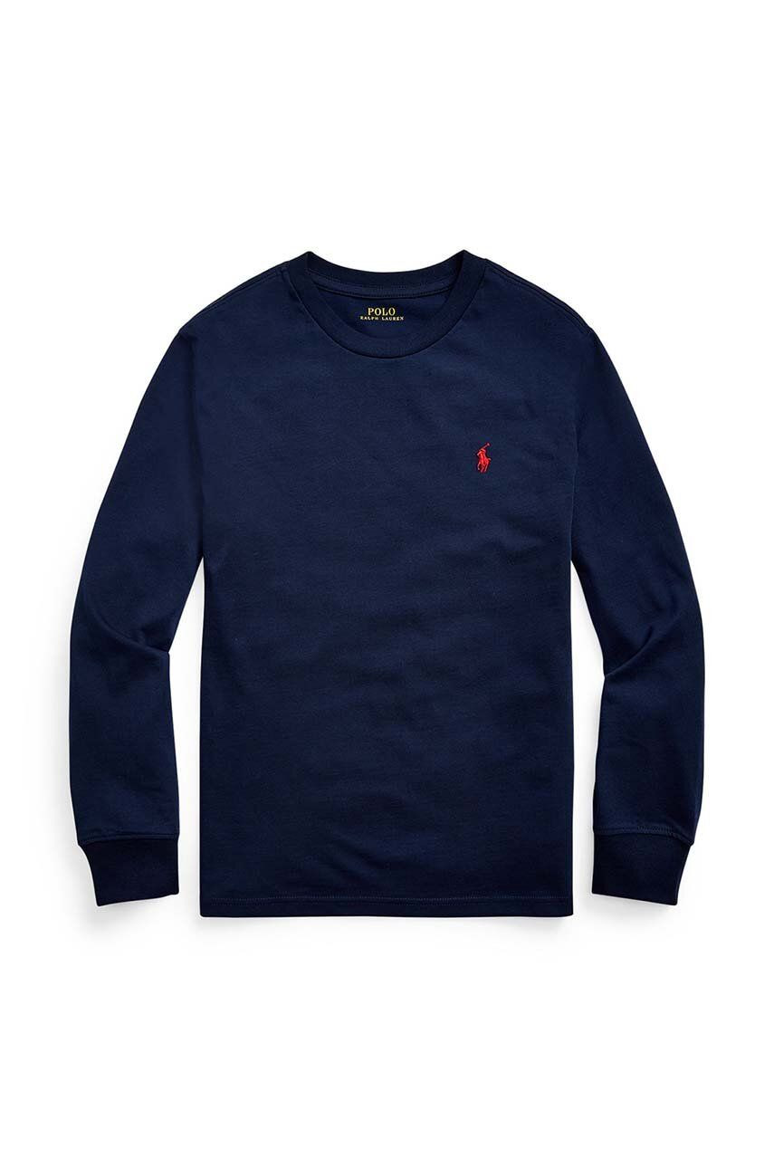Detská bavlnená mikina Polo Ralph Lauren tmavomodrá farba, jednofarebná, 323843804002