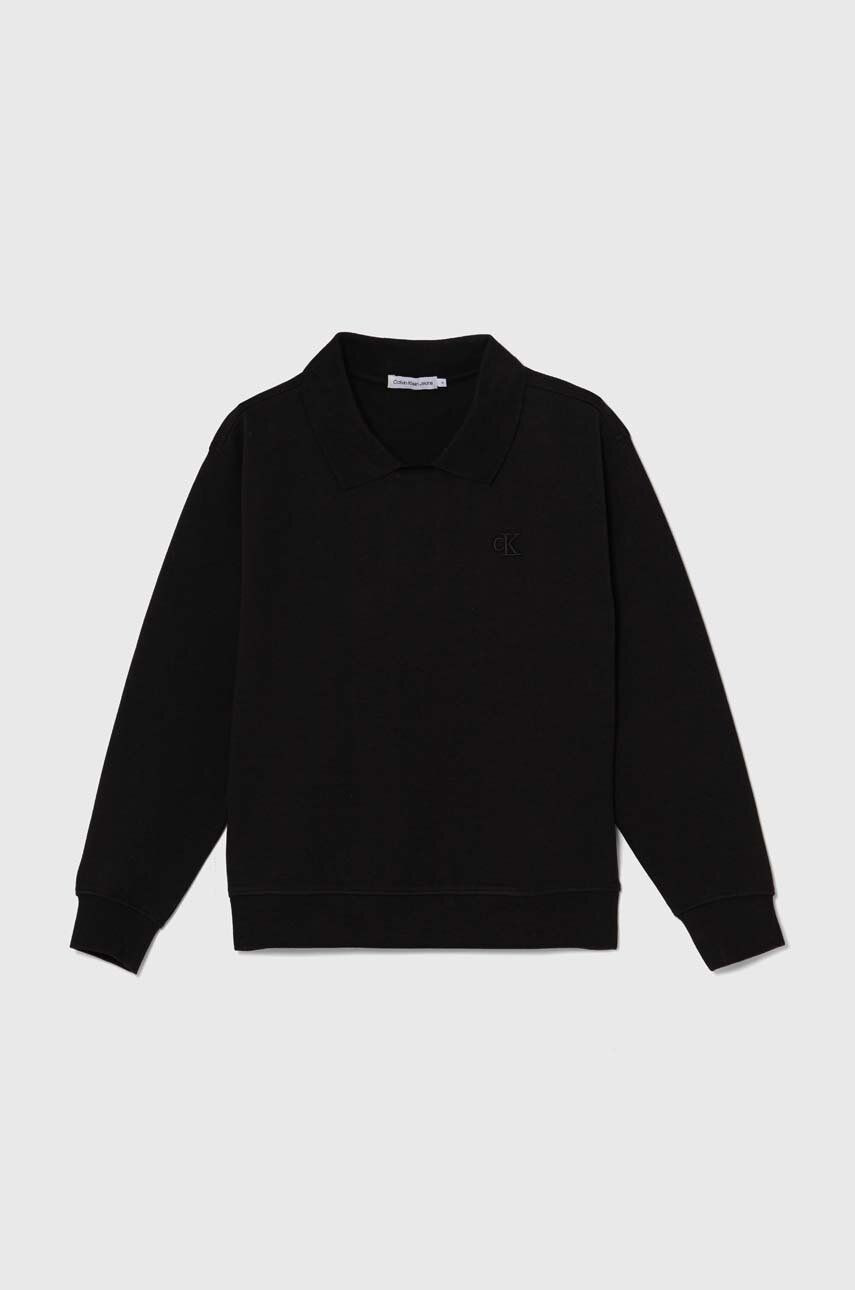 Detská mikina Calvin Klein Jeans čierna farba, jednofarebná, IB0IB02132