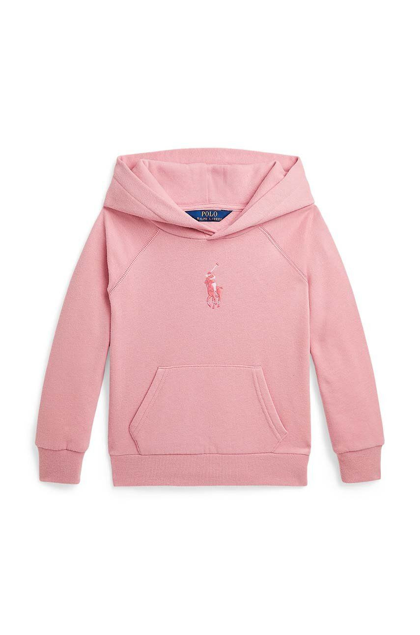 Detská mikina Polo Ralph Lauren ružová farba, s kapucňou, s nášivkou, 312941120001
