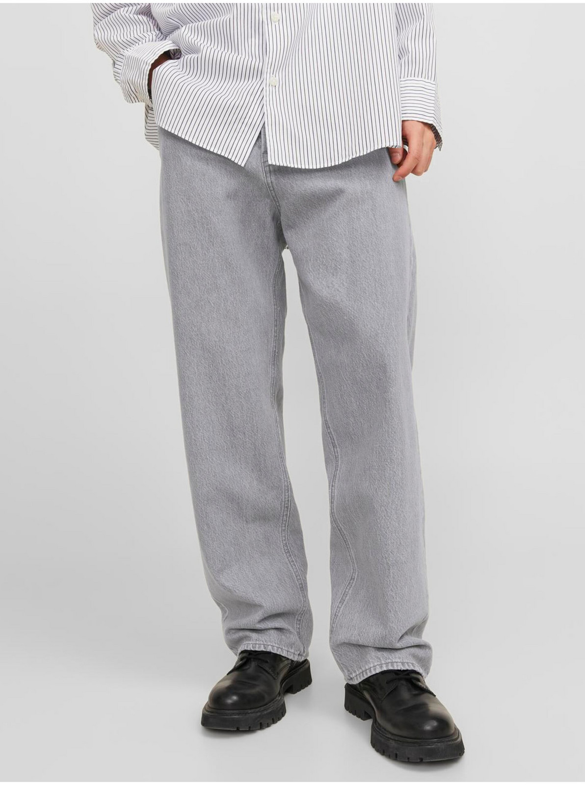 Svetlosivé pánske straight fit džínsy Jack & Jones Alex