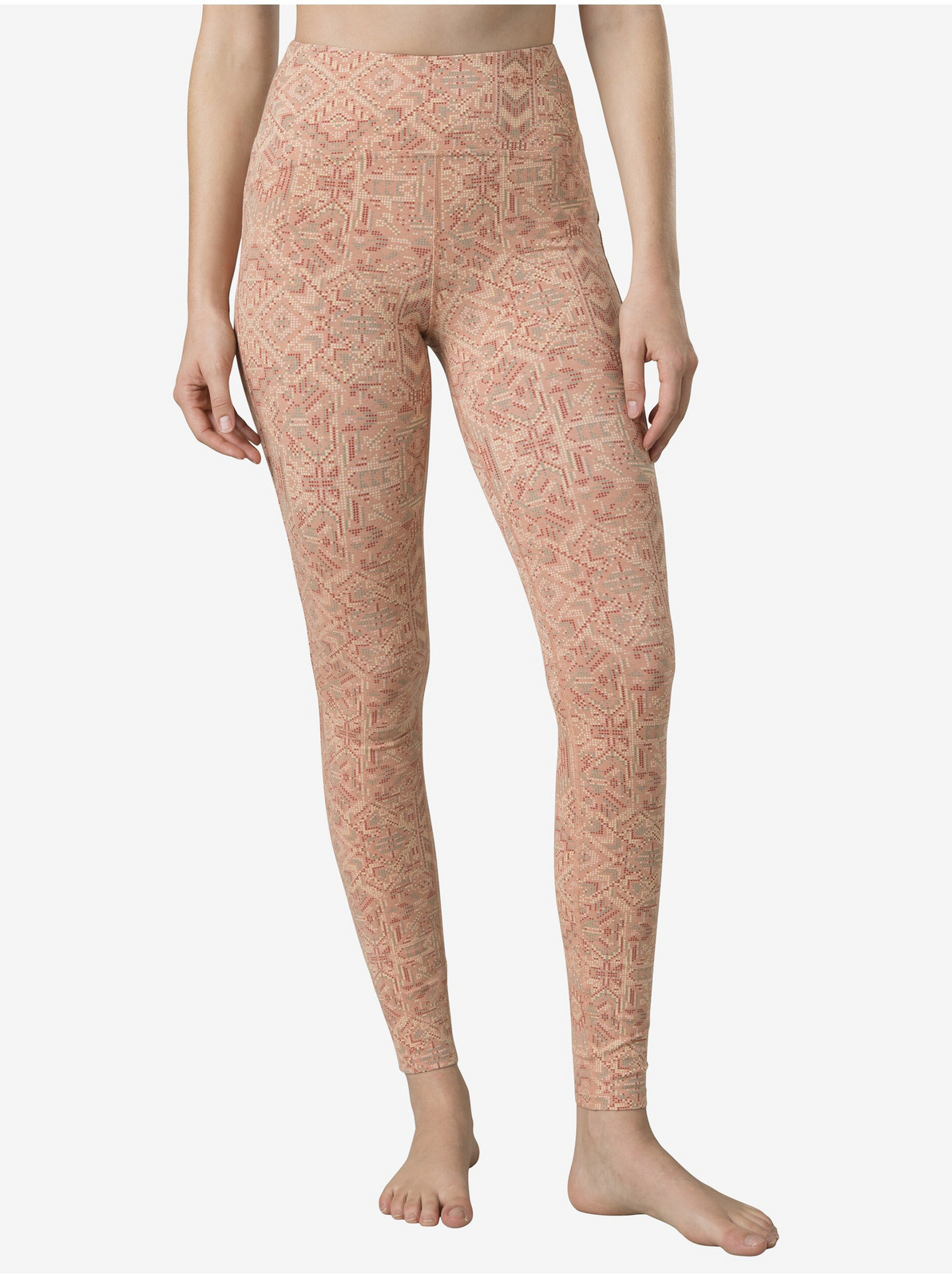 Béžové dámske vzorované športové legíny prAna Bohemia Hill Legging