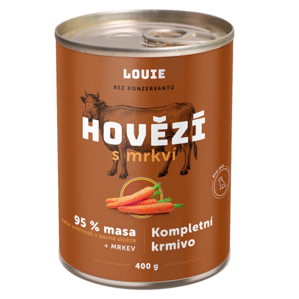 LOUIE Konzerva pre psov hovädzie s mrkvou 400 g