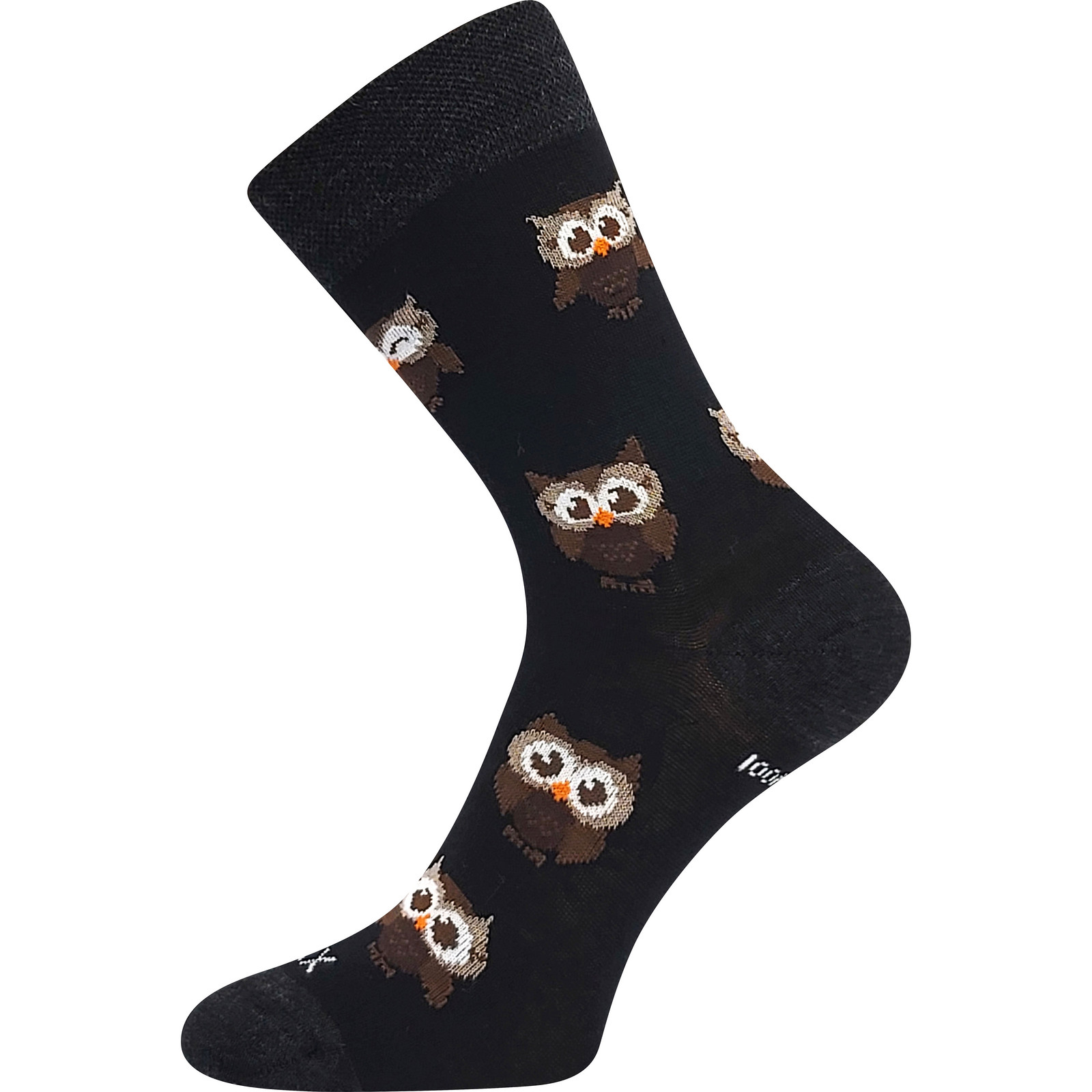Ponožky dámske merino Voxx Bubo Sovičky - čierne, 39-42