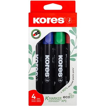 KORES K-MARKER Eco permanentné, súprava 4 farieb