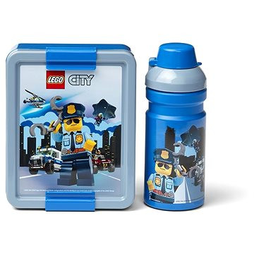 LEGO City desiatová sada (fľaša a box) – modrá