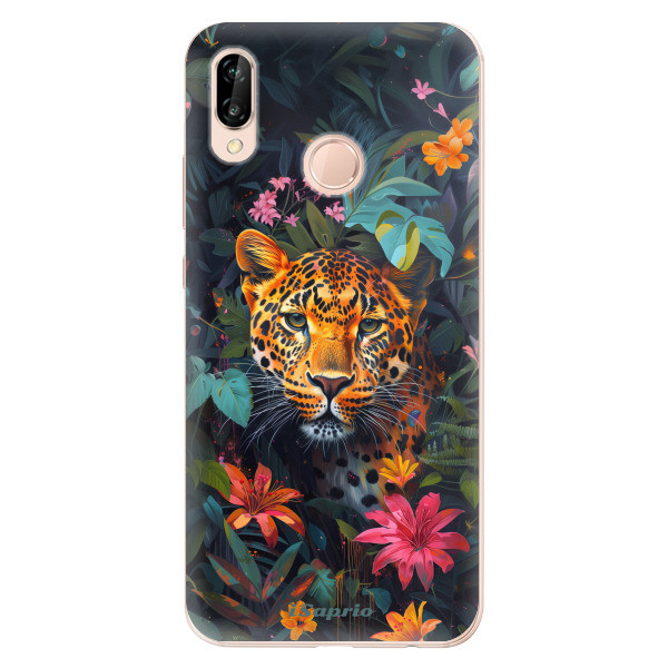 Odolné silikónové puzdro iSaprio - Flower Jaguar - Huawei P20 Lite