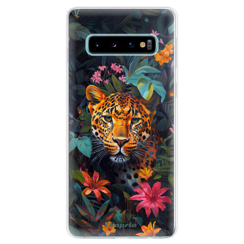Odolné silikónové puzdro iSaprio - Flower Jaguar - Samsung Galaxy S10