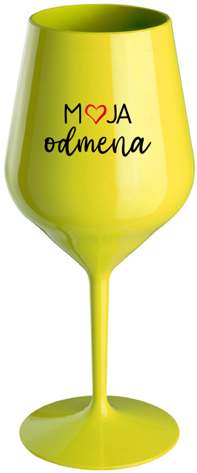 MOJA ODMENA - žlutá nerozbitná sklenice na víno 470 ml