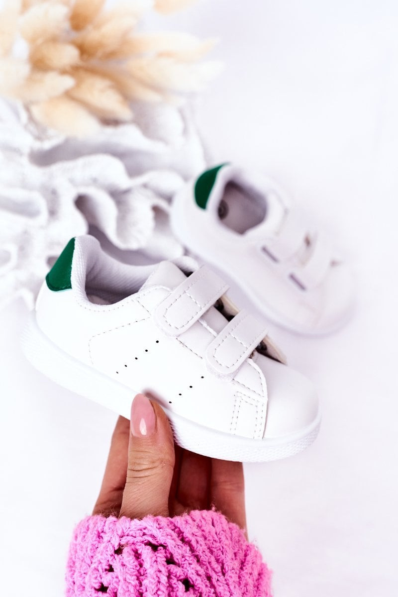Children's Velcro Sneakers - White-Green California