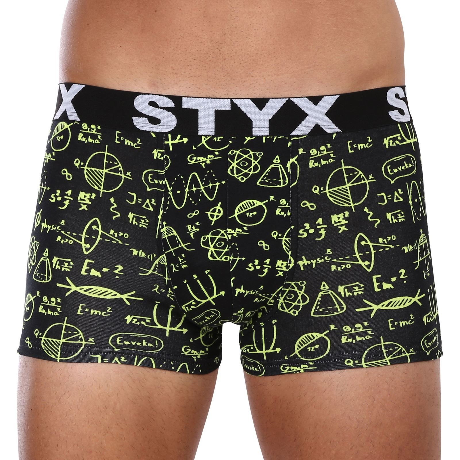 Žlto-čierne pánske vzorované boxerky Styx Fyzika
