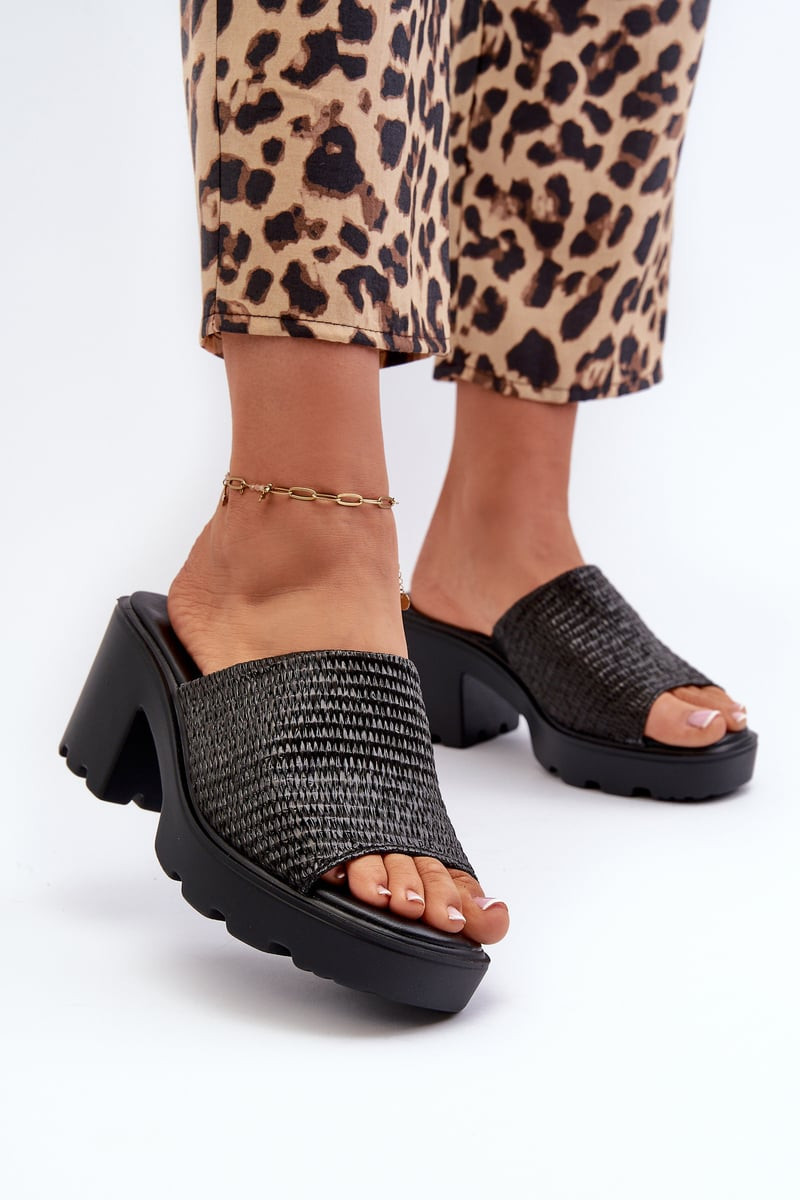 Black Women's Titantha Knitted High Heel Slippers